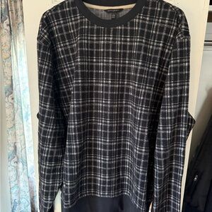 Banana Republic Black and White Plaid Crewneck Sweater